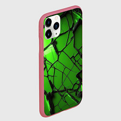 Чехол iPhone 11 Pro матовый Зеленое треснутое стекло, цвет: 3D-малиновый — фото 2
