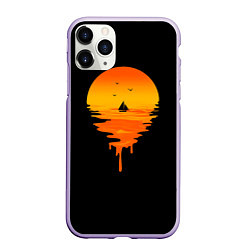 Чехол iPhone 11 Pro матовый Лавовый закат, цвет: 3D-светло-сиреневый