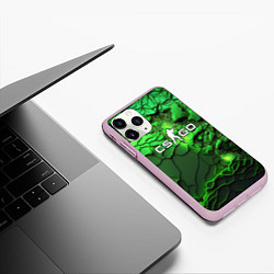Чехол iPhone 11 Pro матовый CS GO green abstract, цвет: 3D-розовый — фото 2