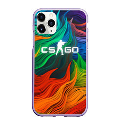 Чехол iPhone 11 Pro матовый Cs Go Logo Color, цвет: 3D-светло-сиреневый