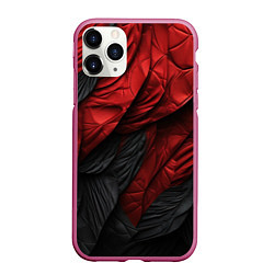 Чехол iPhone 11 Pro матовый Red black texture, цвет: 3D-малиновый