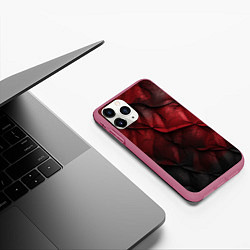 Чехол iPhone 11 Pro матовый Black red texture, цвет: 3D-малиновый — фото 2