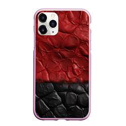 Чехол iPhone 11 Pro матовый Черная красная текстура