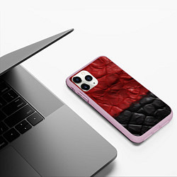 Чехол iPhone 11 Pro матовый Черная красная текстура, цвет: 3D-розовый — фото 2