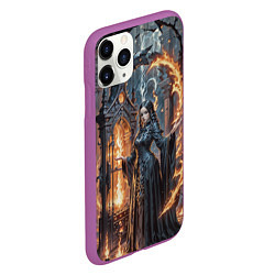 Чехол iPhone 11 Pro матовый Готическая ведьма и огонь в подземелье, цвет: 3D-фиолетовый — фото 2