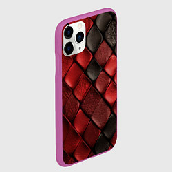 Чехол iPhone 11 Pro матовый Кожаная красно черная текстура, цвет: 3D-фиолетовый — фото 2