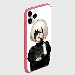 Чехол iPhone 11 Pro матовый Nier: Automata - 2B Кибергражданка, цвет: 3D-малиновый — фото 2