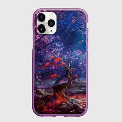 Чехол iPhone 11 Pro матовый Магический лес при луне, цвет: 3D-фиолетовый
