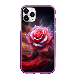 Чехол iPhone 11 Pro матовый Алая космическая роза - Нейросеть, цвет: 3D-фиолетовый