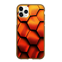 Чехол iPhone 11 Pro матовый Объемные оранжевые плиты, цвет: 3D-коричневый