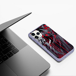 Чехол iPhone 11 Pro матовый Красная демоническая кибер броня, цвет: 3D-светло-сиреневый — фото 2