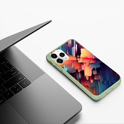 Чехол iPhone 11 Pro матовый Цветная абстракция каменных сланцев, цвет: 3D-салатовый — фото 2