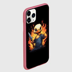 Чехол iPhone 11 Pro матовый Кровожадный утенок с ножом в огне, цвет: 3D-малиновый — фото 2