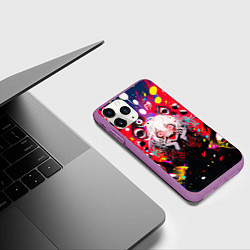 Чехол iPhone 11 Pro матовый Сумасшедшая аниме девочка от нейросети, цвет: 3D-фиолетовый — фото 2