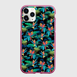 Чехол iPhone 11 Pro матовый Попугаи Макса Пэйна, цвет: 3D-малиновый