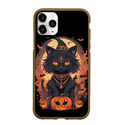 Чехол iPhone 11 Pro матовый Черный кот в хеллоуине