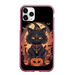 Чехол iPhone 11 Pro матовый Черный кот в хеллоуине