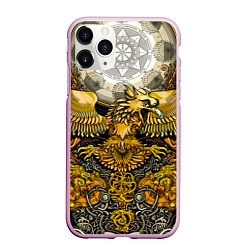 Чехол iPhone 11 Pro матовый Золотой орёл - славянский орнамент