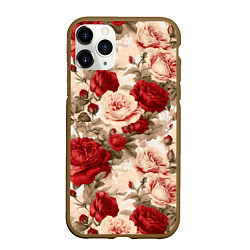 Чехол iPhone 11 Pro матовый Розы паттерн