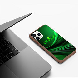 Чехол iPhone 11 Pro матовый CS GO green abstract, цвет: 3D-коричневый — фото 2