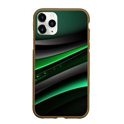Чехол iPhone 11 Pro матовый Black green line
