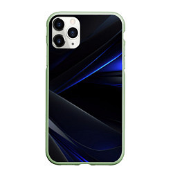 Чехол iPhone 11 Pro матовый Black blue background, цвет: 3D-салатовый