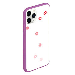 Чехол iPhone 11 Pro матовый Следы поцелуев губы, цвет: 3D-фиолетовый — фото 2