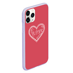 Чехол iPhone 11 Pro матовый Сердечко LOVE, цвет: 3D-светло-сиреневый — фото 2