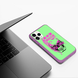 Чехол iPhone 11 Pro матовый Hooligan - skull, цвет: 3D-фиолетовый — фото 2