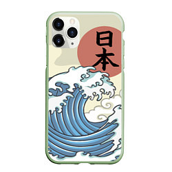 Чехол iPhone 11 Pro матовый Япония море, цвет: 3D-салатовый