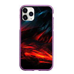 Чехол iPhone 11 Pro матовый Red black abstract, цвет: 3D-фиолетовый