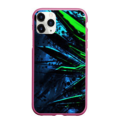 Чехол iPhone 11 Pro матовый Black green abstract