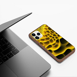 Чехол iPhone 11 Pro матовый Yellow background, цвет: 3D-коричневый — фото 2