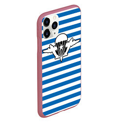 Чехол iPhone 11 Pro матовый Тельняшка синяя - логотип вдв, цвет: 3D-малиновый — фото 2