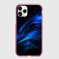 Чехол iPhone 11 Pro матовый Black blue texture, цвет: 3D-малиновый