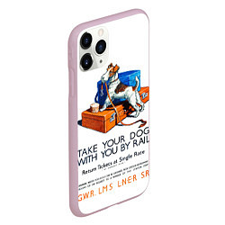 Чехол iPhone 11 Pro матовый Возьми собаку в поезд, цвет: 3D-розовый — фото 2