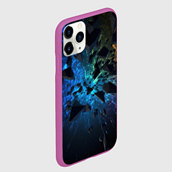 Чехол iPhone 11 Pro матовый Объемные элементы в полете, цвет: 3D-фиолетовый — фото 2