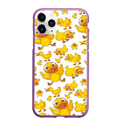 Чехол iPhone 11 Pro матовый Yellow ducklings, цвет: 3D-фиолетовый