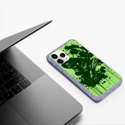 Чехол iPhone 11 Pro матовый Человек в противогазе и кляксы чернил, цвет: 3D-светло-сиреневый — фото 2