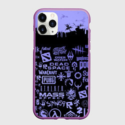 Чехол iPhone 11 Pro матовый Games pattern, цвет: 3D-фиолетовый