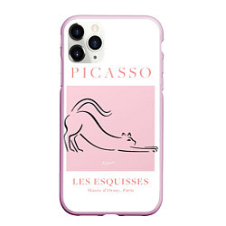 Чехол iPhone 11 Pro матовый Кот - Пабло Пикассо, цвет: 3D-розовый