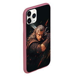 Чехол iPhone 11 Pro матовый Ведьмак Геральт - персонаж, цвет: 3D-малиновый — фото 2
