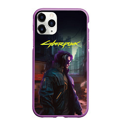 Чехол iPhone 11 Pro матовый Cyberpunk 2077 - Keanu Reeves, цвет: 3D-фиолетовый