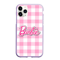 Чехол iPhone 11 Pro матовый Барби лого розовая клетка, цвет: 3D-светло-сиреневый