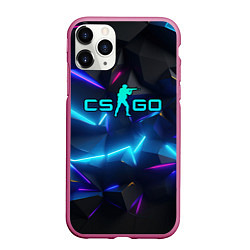 Чехол iPhone 11 Pro матовый CS GO neon style, цвет: 3D-малиновый