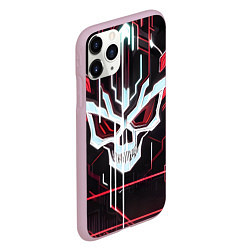 Чехол iPhone 11 Pro матовый Кибер-череп красный, цвет: 3D-розовый — фото 2