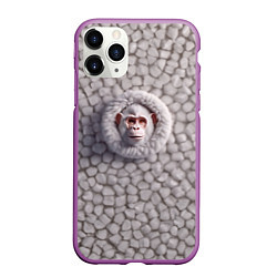 Чехол iPhone 11 Pro матовый Забавная белая обезьяна, цвет: 3D-фиолетовый