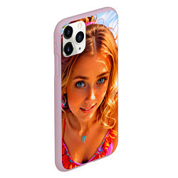 Чехол iPhone 11 Pro матовый Девушка на курорте у бассейна, цвет: 3D-розовый — фото 2