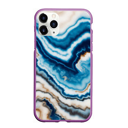 Чехол iPhone 11 Pro матовый Разноцветная текстура океанического агата, цвет: 3D-фиолетовый