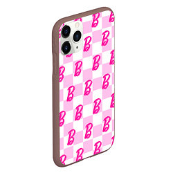 Чехол iPhone 11 Pro матовый Розовая шашка и Барби, цвет: 3D-коричневый — фото 2